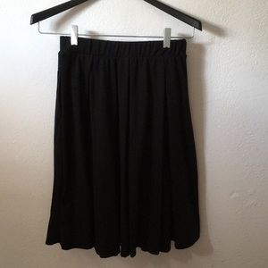 A-line Black Midi Skirt